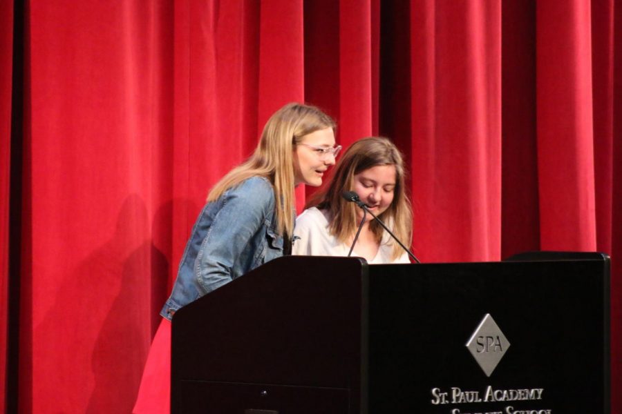 Helen Bartlett and Pia Schultz give a speech X-period.