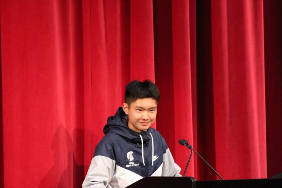 Yuheng (William) Zhao gives a speech for SAC Treasurer.