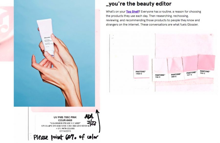 On Glossier's "About" page, the company asserts that "We don’t believe beauty is made in a boardroom—it happens when you get involved."
Image from "[MAKEUP REVIEW] Glossier Play disappoints with sheer colors and microplastics."
