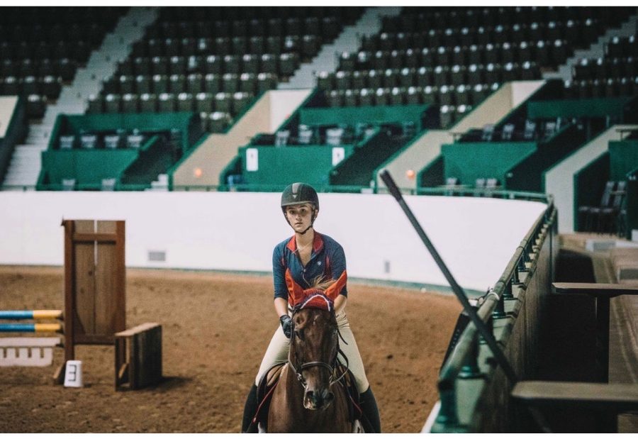 Junior Saffy RIndelaub at her show in the state fair. I’ve been riding at the State Fair for the past four years, and it’s definitely something I want to continue to do, Rindelaub said.