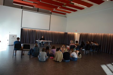 Upper School students listen to US Fine Arts teacher Eric Severson as he explains the agenda of auditions.