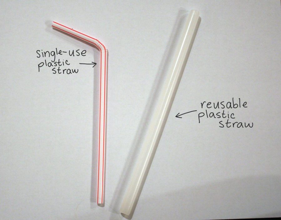 Often times, the straws given out at resturants and that can be mass-bought at grocery stores, degrade easily. A reusable plastic straw, which is thicker and about the same size, can last a lot longer than the cheap and flimsy straws.