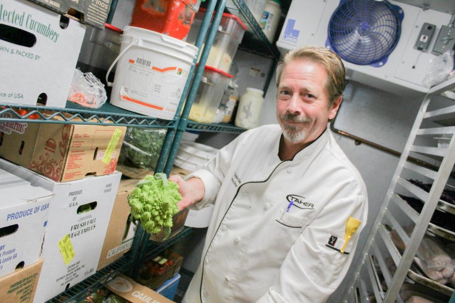 Boese shows Romanesco, an ingredient that he looks forward to sharing with the SPA Community in an upcoming meal.