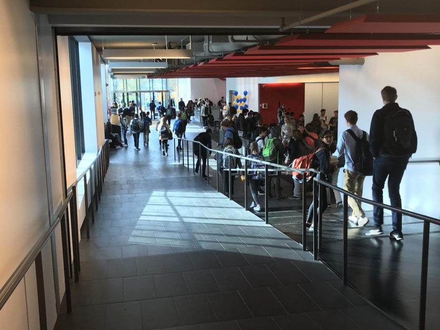 Students gather in Huss at 3:oopm after their last class of the day. "Their is no where else to go," said ninth grader Aaron Lindeman.