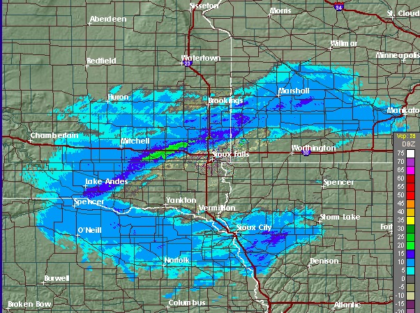 The National Weather service snows a band of snow heading for the Twin Cities tonight. It could drop up to 10" before noon on Wednesday.
