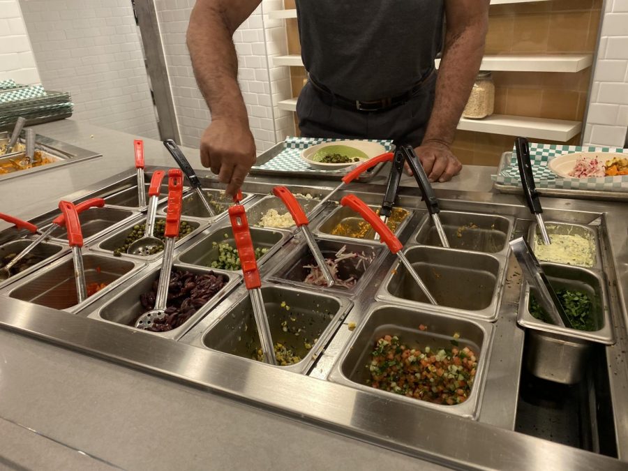 Like most newer healthy food restaurants, Chickpea has the DIY layout... as seen in this story as well.
