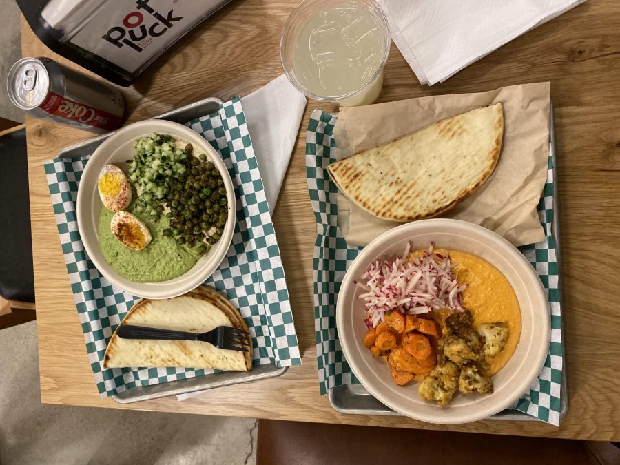 Chickpea's hummus bowls look good and are quite healthy. You will most likely have to bring it home for leftovers (quite a good leftover as well).
