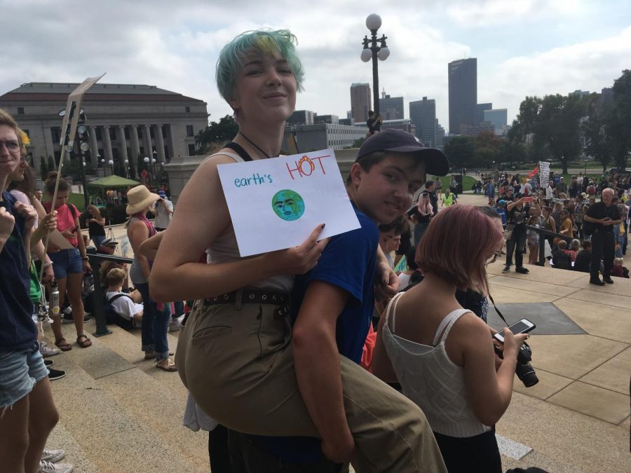 Junior+Adrienne+Gaylord+and+Sophomore+Will+Sedo+attended+the+climate+strike+despite+SPAs++repercussions.+