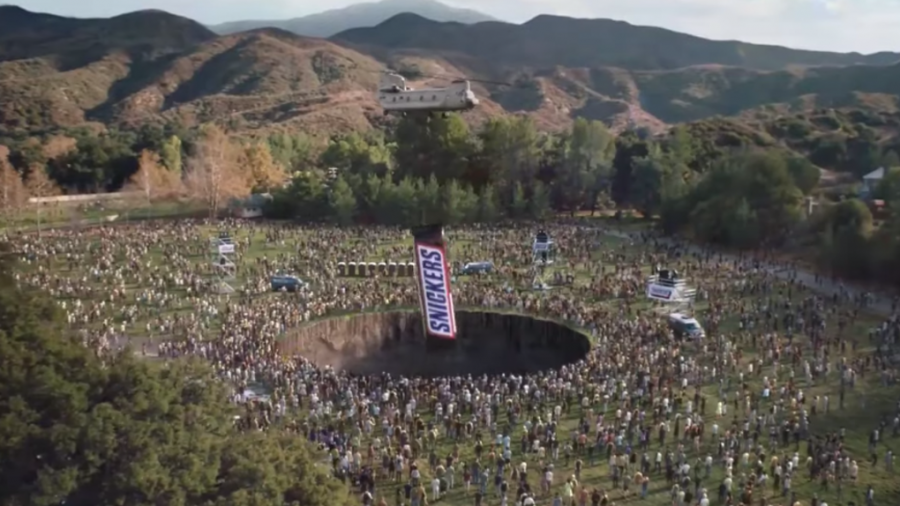A picture from the snickers add as peace is restored to the world thanks to snickers