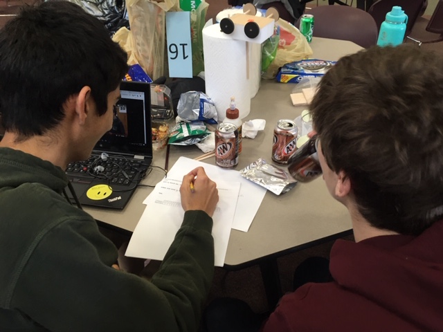 Senior Sameer Bijwadia and junior Sam Konstan study for an event. 