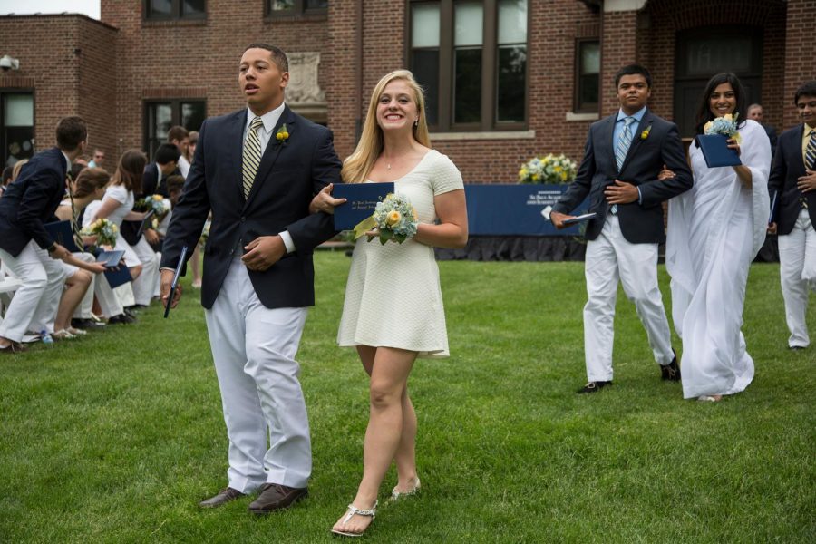 Students process across the front lawn at the Class of 2014 Commencement.