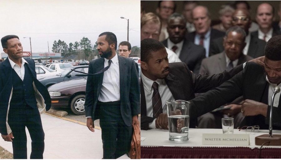 The film show history with some accuracy, using archive photos from the trial (left) to capture the spirit of real interactions in the film (right)