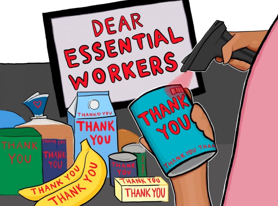 These+essential+workers+help+the+rest+of+the+community+stay+sane+and+healthy+during+this+unprecedented+time.+They+not+only+need+to+be+recognized+and+appreciated%2C+but+there+should+be+steps+made+beyond+recognition+for+essential+workers+to+keep+them+safe.