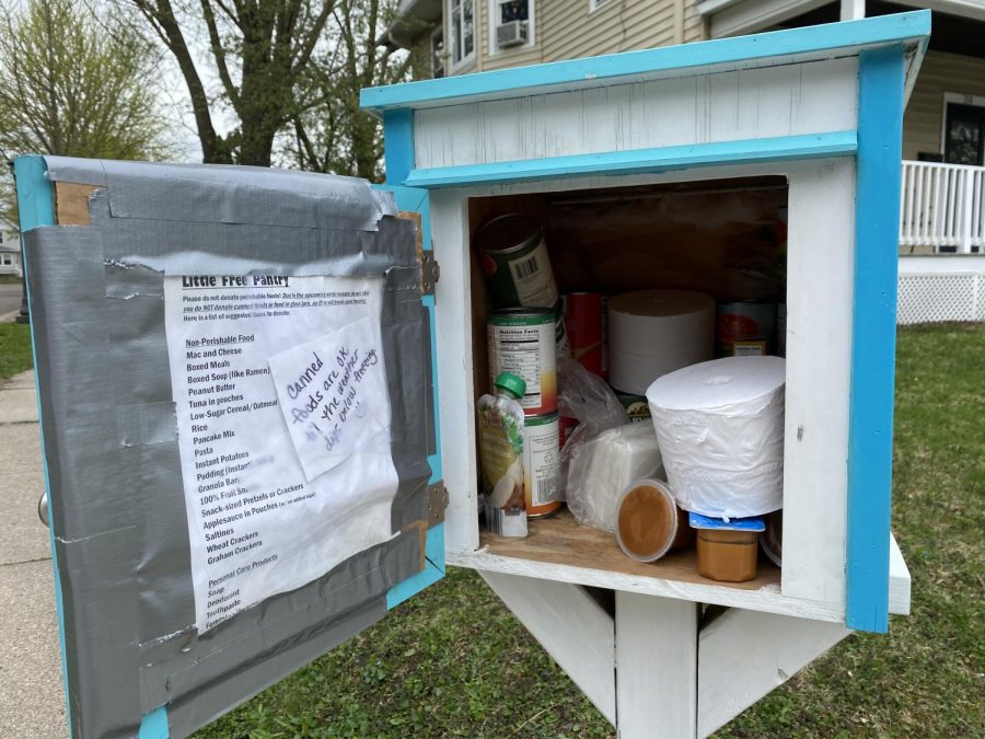 A Little Free Library is stocked full of necessities for those who need them.
