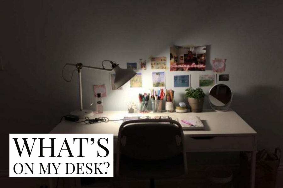 Sophomore Emily Gisser has her spot in her room. She said, "My space has a lot of pictures and posters in front of it that inspire me."
