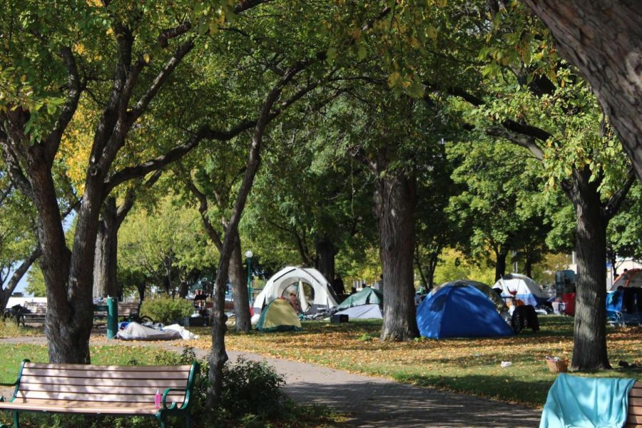 A homeless "tent city" located near...in downtown St. Paul 