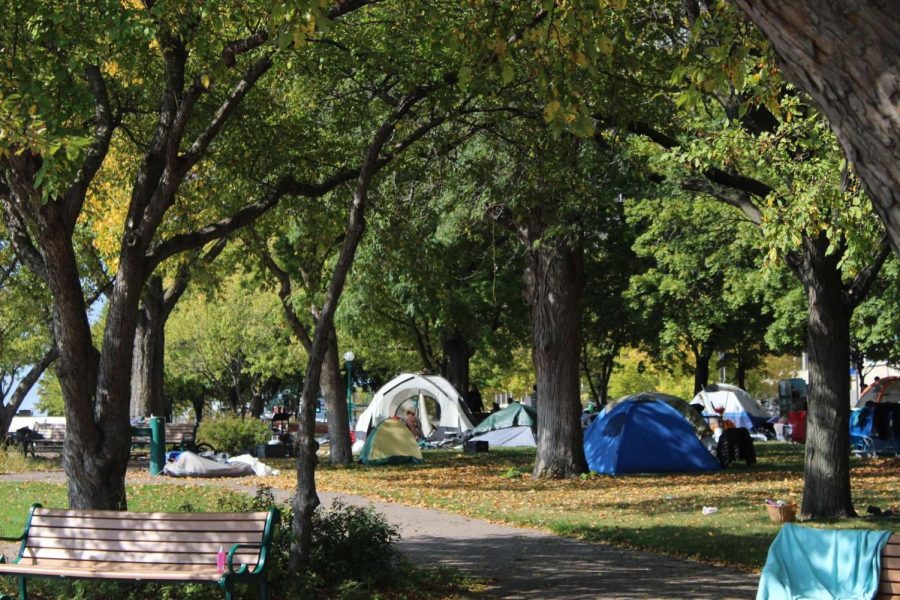 A homeless tent city located near...in downtown St. Paul 