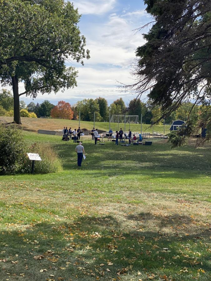 Band practice took place outside.