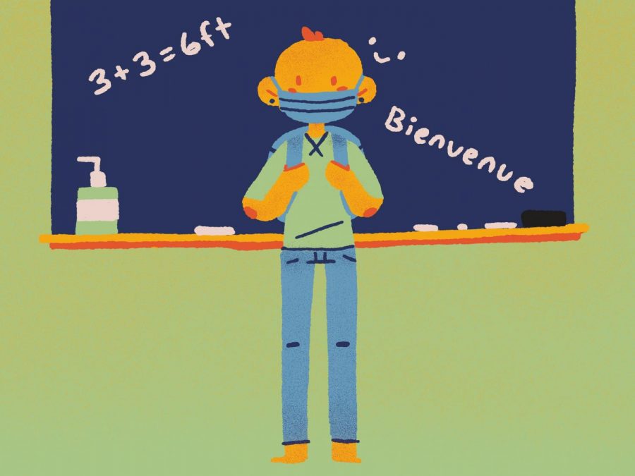 The return to school plan includes daily temperature checks and symptom reports, wearing masks at all times and practicing social distancing.