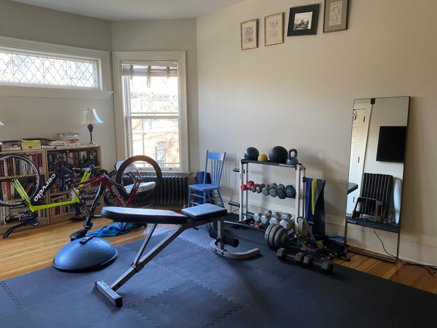 Some students are setting up at-home workout rooms in their house, as gyms are closed and youth sports are paused. 