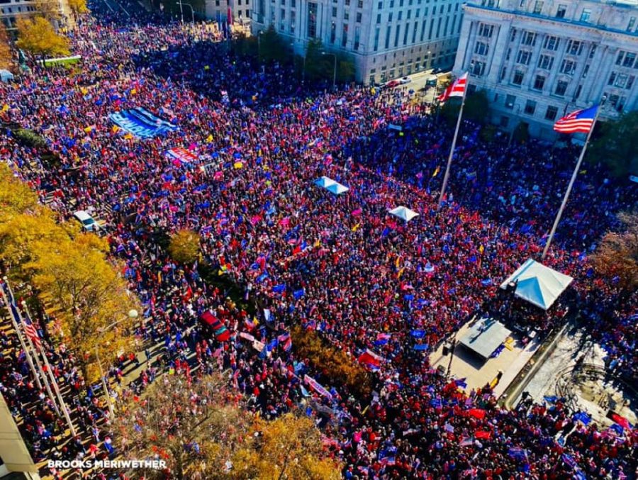 Thousands of Trump supporters gather in Washington D.C, protesting the results of the election and disregarding social distancing protocols. 