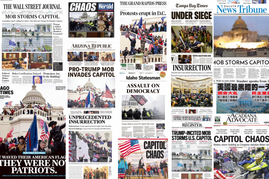 Front pages of newspapers from around the country show universal coverage of the US Capitol mob. To see the full collection, visit Today's Front Pages at newseum.org. (NOTE: this will update to freedomforum.org/todaysfrontpages/ on Jan. 13)