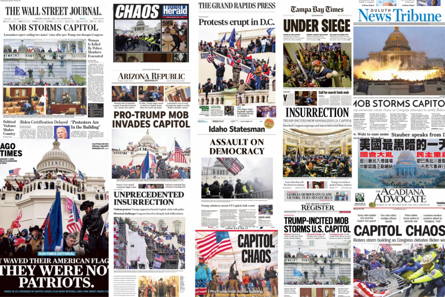 Front pages of newspapers from around the country show universal coverage of the US Capitol mob. To see the full collection, visit Todays Front Pages at newseum.org. (NOTE: this will update to freedomforum.org/todaysfrontpages/ on Jan. 13)