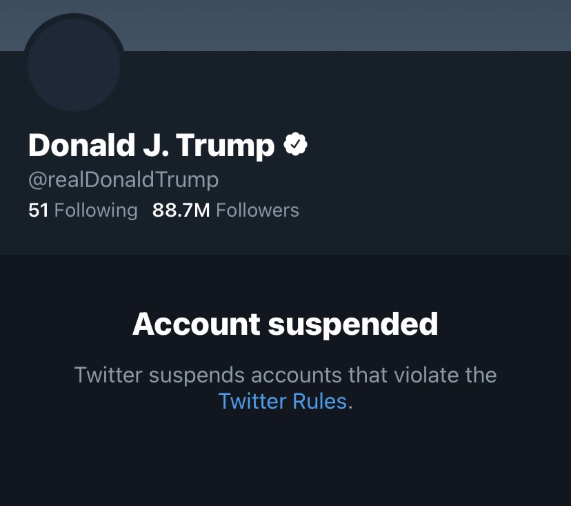 Former President Trump's Twitter account was suspended Jan. 8, two days following the insurrection at the US Capitol. The suspension was in response to multiple tweets by the former president's account that were accused of inciting violence.