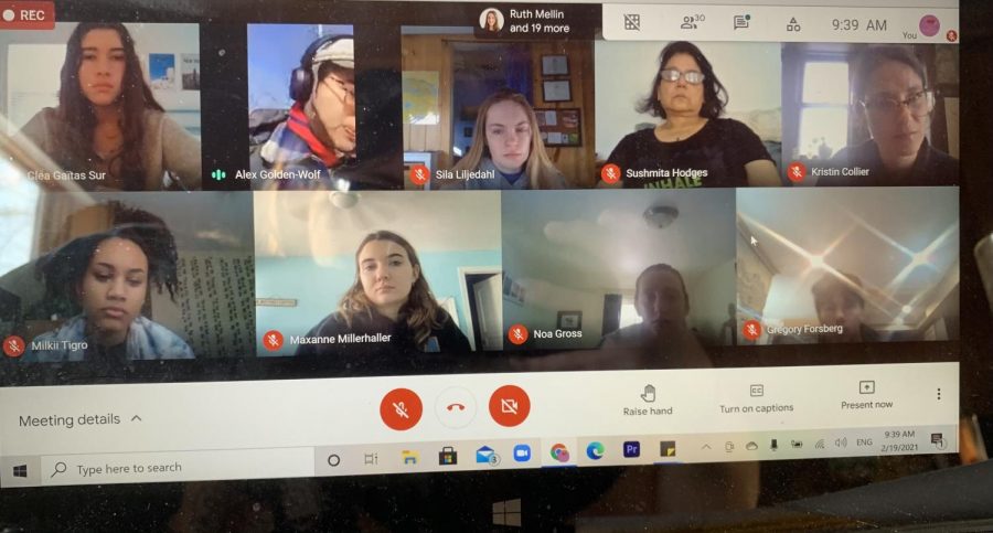 Around 30 students attended the meeting with frontline water protector Alex Golden-Wolf to hear them share experiences and stories of fighting against the construction of Line 3.  Students were given the chance to ask questions and learn from Golden-Wolfs experiences. 