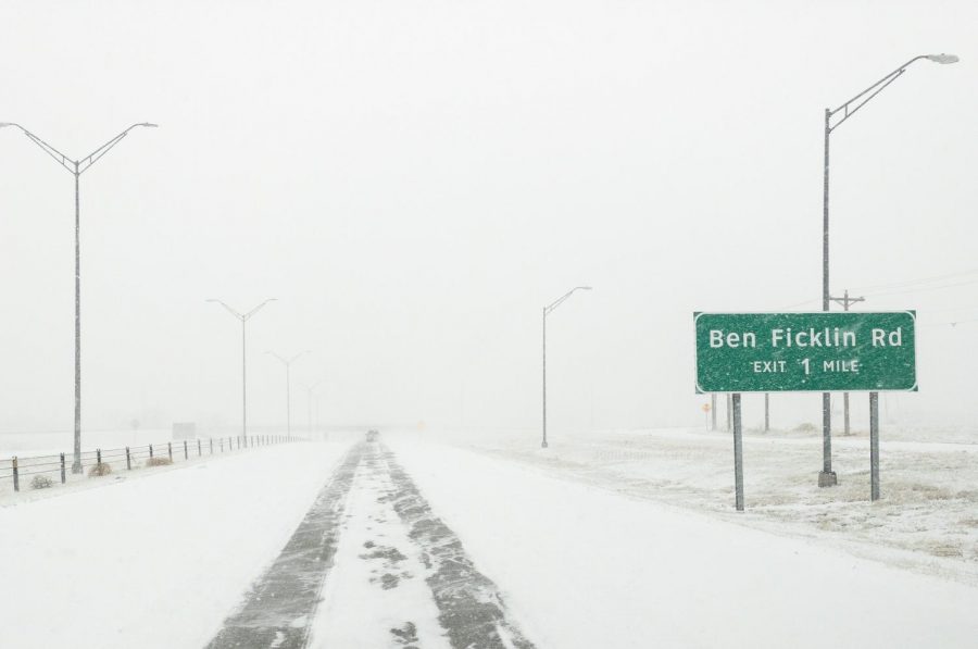 Driving down Loop 306 just outside of San Angelo, TX during the winter Storm on Feb. 14, 2021.