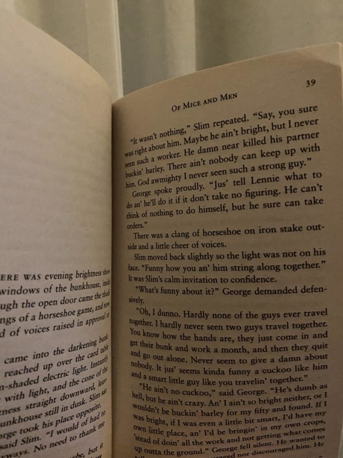 Reading is a way for people to relax and take care of themselves. Hobbs is currently reading “of mice and men,” a book about two male migrant workers. 