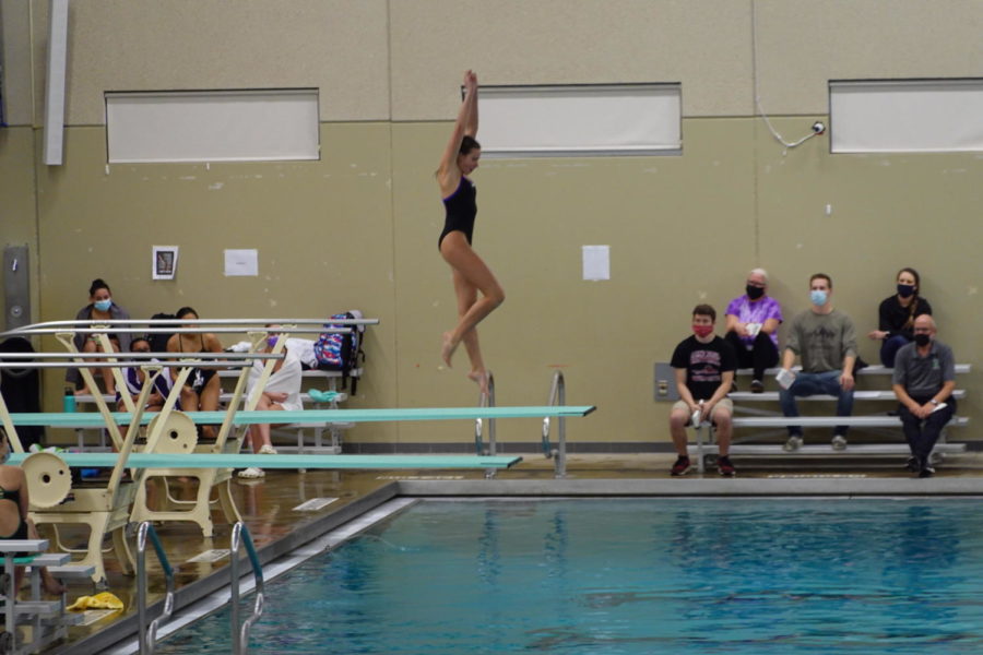 Junior Katherine Welsh finished her second year coaching the boys diving team, assisting the leading coach.