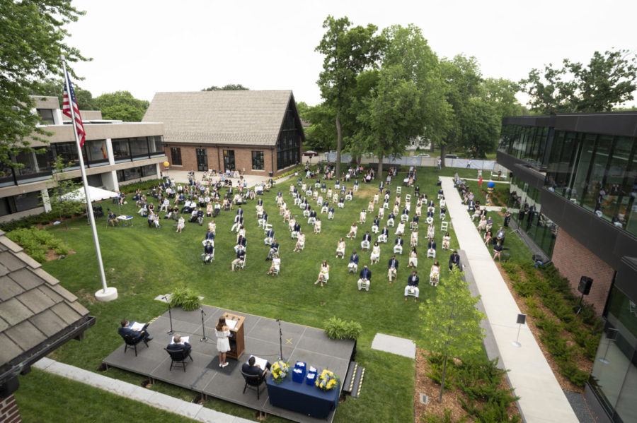 Social distancing for all seating was in place in 2020, but this year it will be by special request. Commencement 2021 will take place on the front lawn (with a rain plan of Huss) on June 6 at 4 p.m.