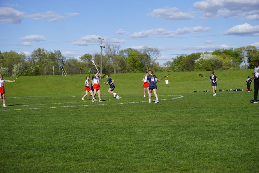 The Visitation team defends their goal as St. Croix Prep prepares to score their 3rd goal. 