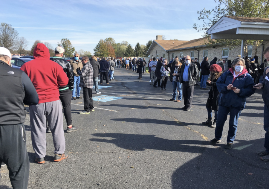 Part of a voting line in Limerick Township in Lindberg Heights, PA on Nov. 3, 2020. The estimated wait time to cast a ballot was more than two hours.