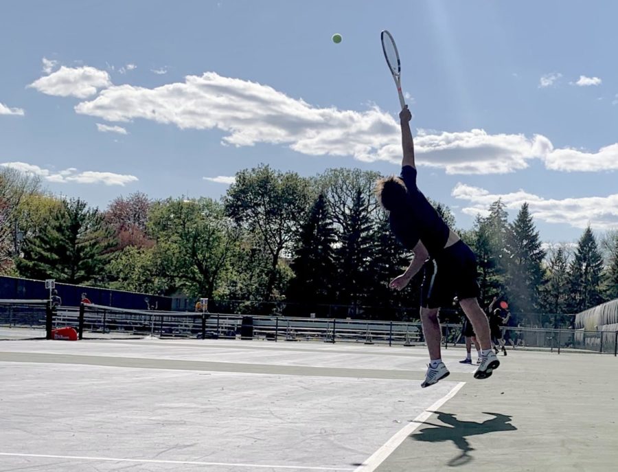 Senior Luka Shaker-Check jumping for the ball. 