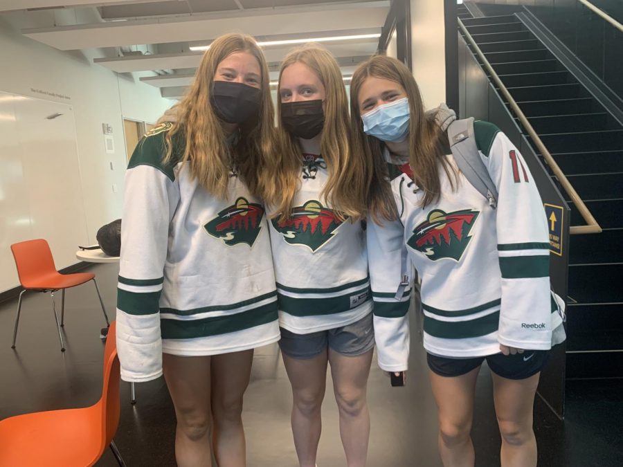 Students choose to dress up by wearing a jersey for their favorite hockey team, the Minnesota Wild. Senior Naomi Straub, I love dressing up with my soccer team.