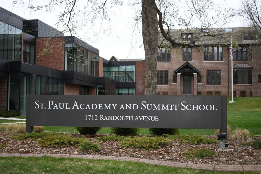 View from Randolph Avenue of the front lawn of the upper school campus.