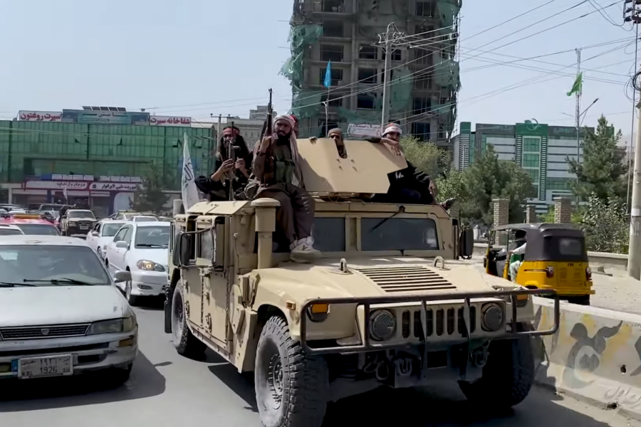 Once the U.S. began removing troops from Afghanistan, the Taliban took the opportunity to take over. Taliban military vehicles were seen in the streets and a Taliban flag was raised above the presidential palace.