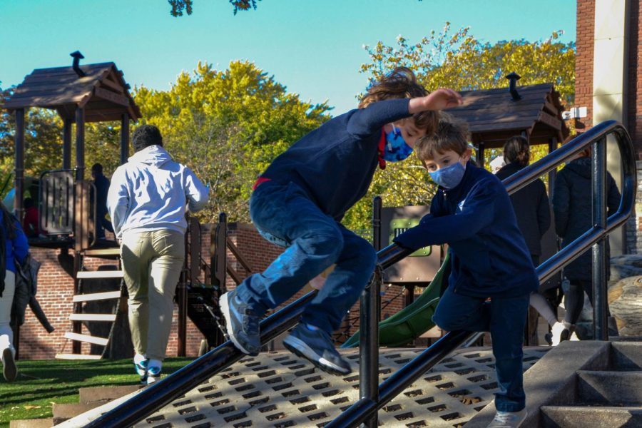 The mid-50 degree temps made for fun, fresh air time on the playground.