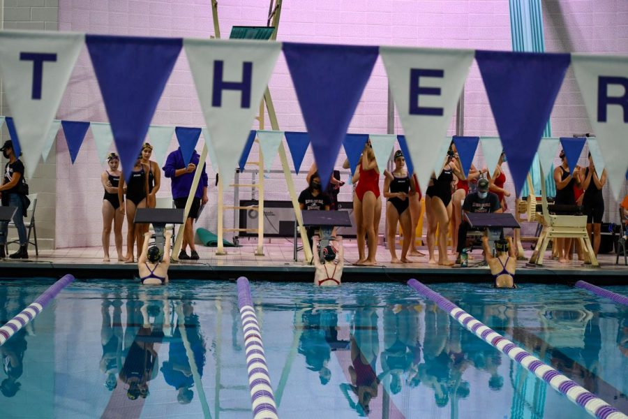 Unique from the three other strokes, backstrokers start their race in the pool instead of on the blocks.