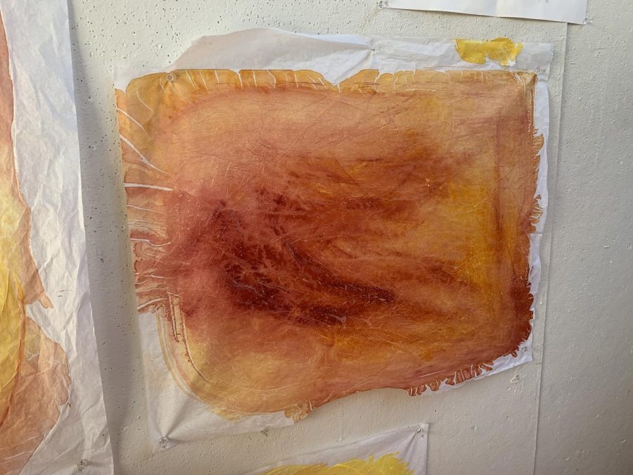 A close-up view of the tissue paper reveals the depth in its colors and textures.