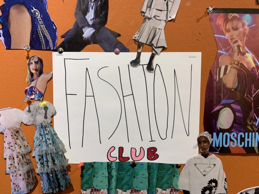 ALL ARE WELCOME. The clubs board displays a wide variety of styles and models, inspiring students with different levels of fashion knowledge and interest to see what the club is all about. 