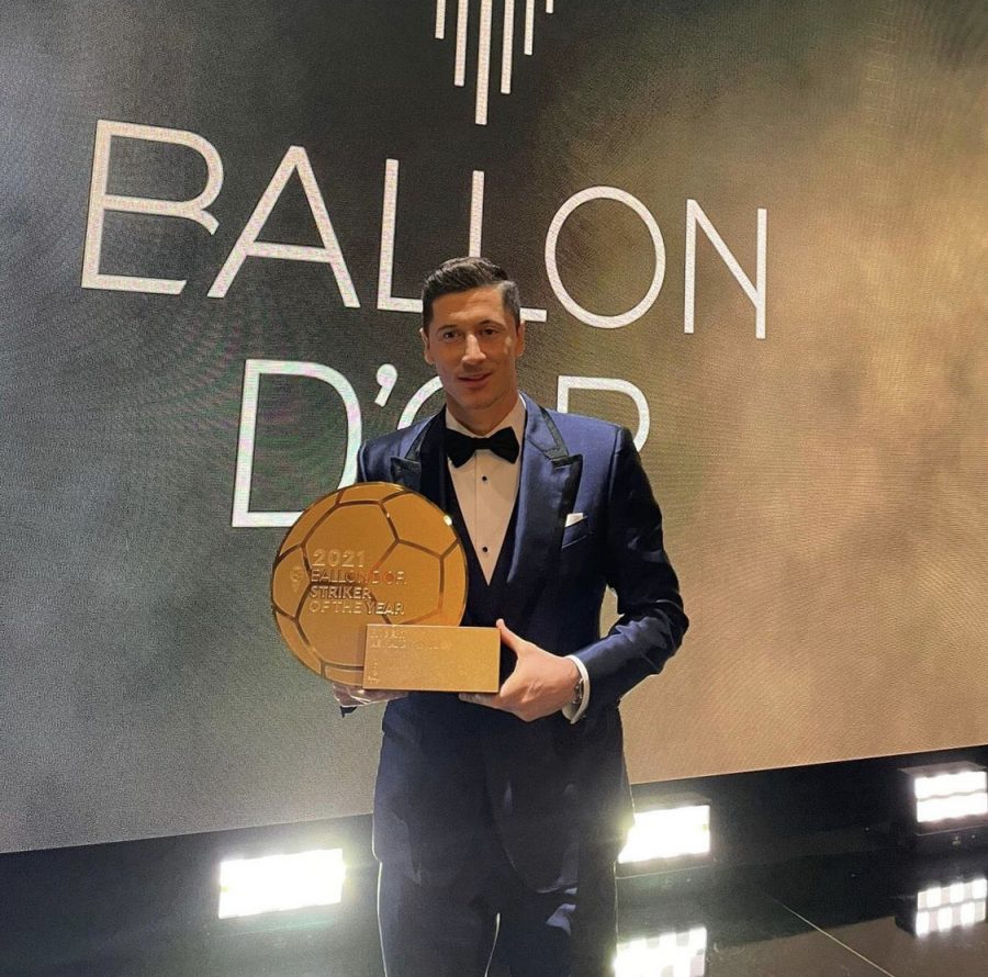 Lewandowski won the striker of the year award this year. “I would like to congratulate Messi on the Ballon d’Or,” he said
