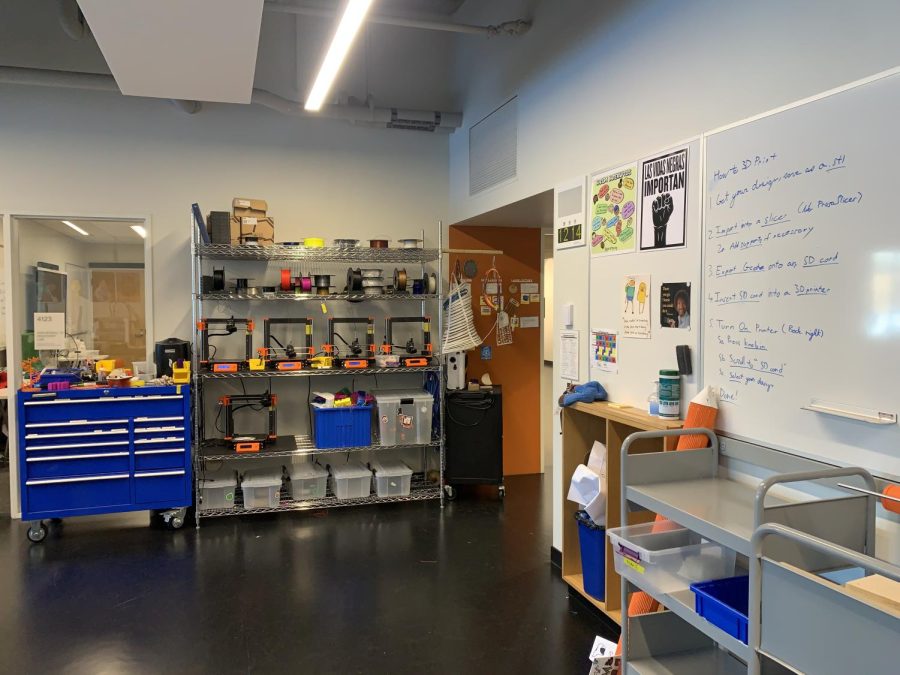 The design lab is home to a multitude of tools students can take advantage up to create projects.