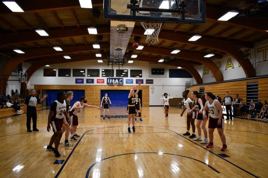 SWISH. Captain Naomi Straub shoots two free throws after being fouled by an opposing player.