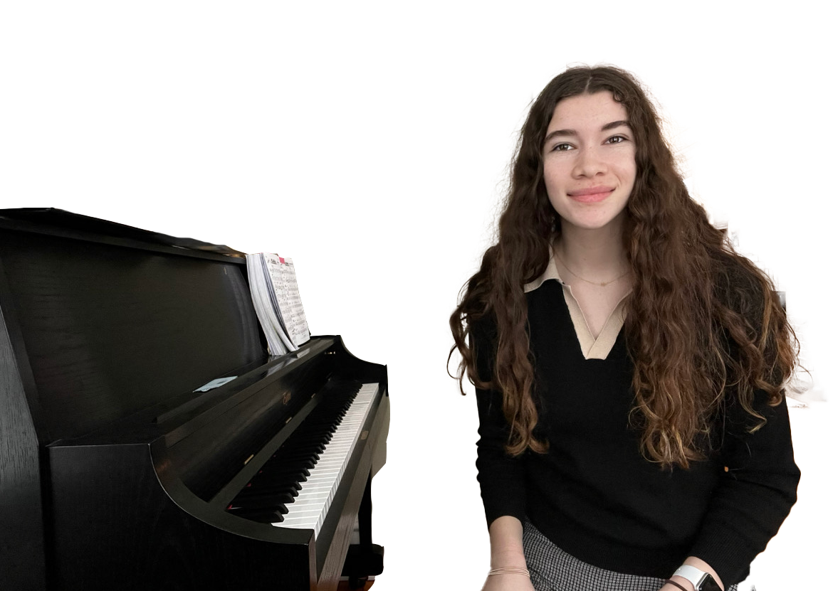MUSICAL CONNECTION. Clea Gaïtas Sur has developed a strong passion for playing and composing music throughout her life. “I guess I just like to play music because its fun, and I think its beautiful,” she said. (Submitted Photo from Clea Gaïtas Sur, edited)