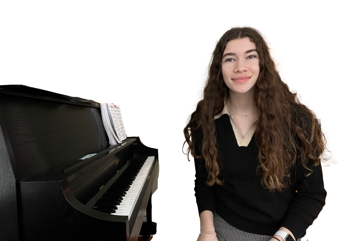 MUSICAL CONNECTION. Clea Gaïtas Sur has developed a strong passion for playing and composing music throughout her life. “I guess I just like to play music because it's fun, and I think it's beautiful,” she said. (Submitted Photo from Clea Gaïtas Sur, edited)