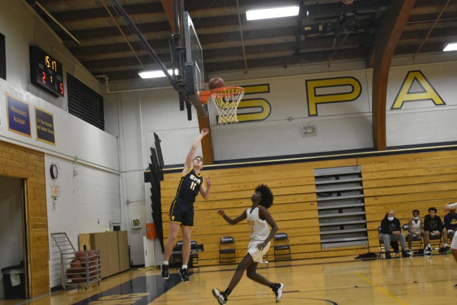 Senior Brandt Baskerville puts in a difficult layup