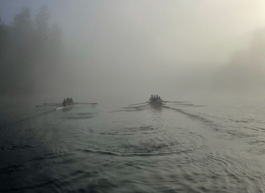 THROUGH THE FOG. Similar to navigating through the fog, Ziemer has learned to overcome the challenges of rowing in the frigid cold winters of Minnesota. “We’re off the water half of the year...It’s pretty hard to stay in competition,” he said. Despite the challenges Ziemer will be competing at a final in nationals. SUBMITTED PHOTO: Griffin Ziemer
